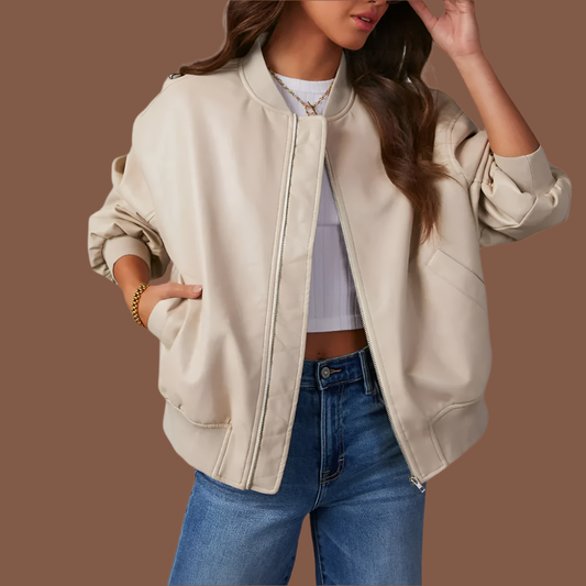 Women's Jacket – Relaxed Fit – Lightweight Fabric – Zipper – Ribbed Edges