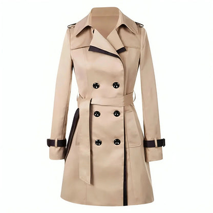 Women's Trench Coat – Tailored Fit – Belt at Waist – Double-Breasted Buttoning