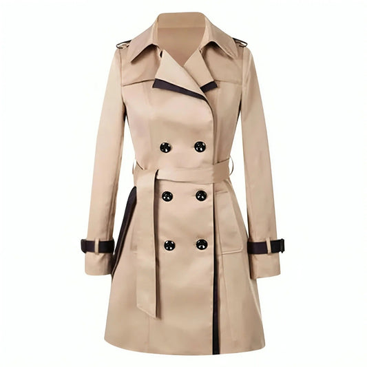 Women's Trench Coat – Tailored Fit – Belt at Waist – Double-Breasted Buttoning