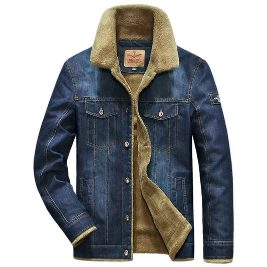 Men's Jacket – Denim – Regular Fit – Lined with Faux Fur – Button Closure Casual