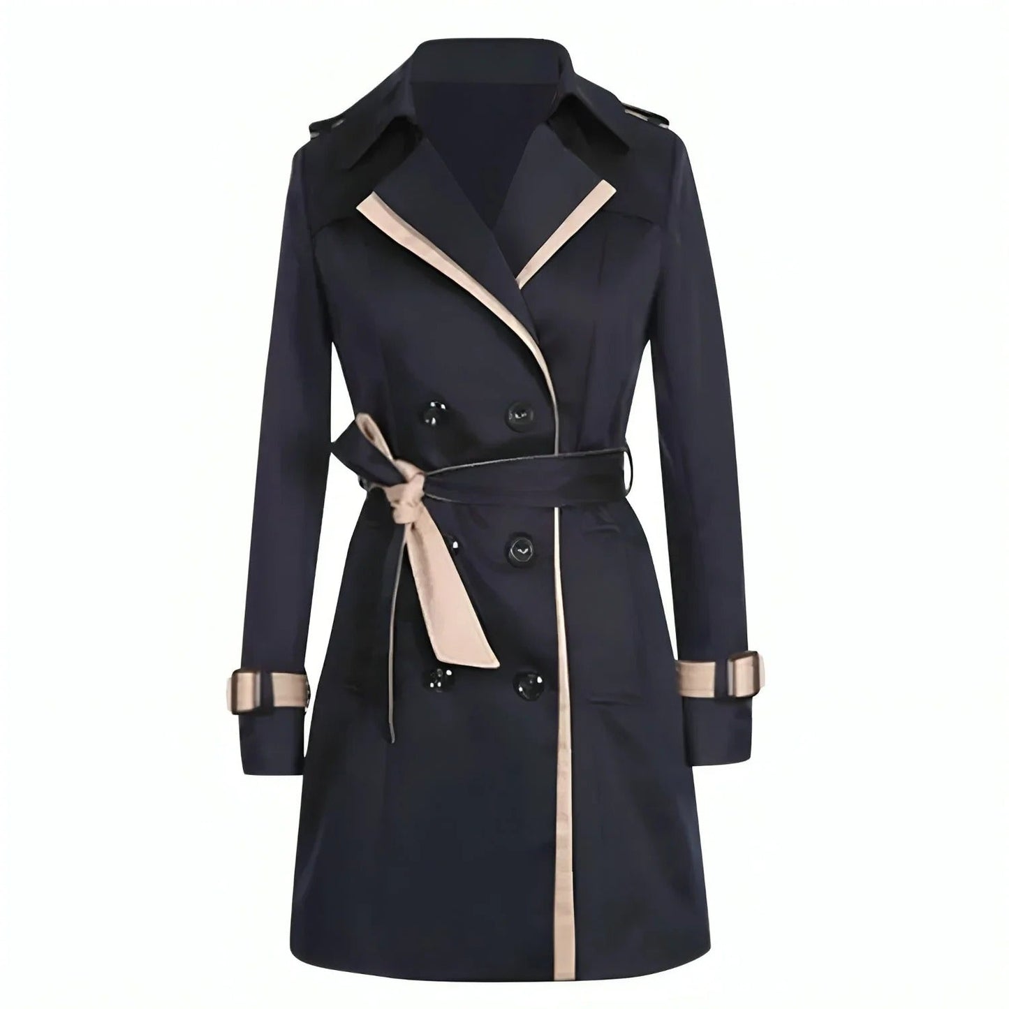 Women's Trench Coat – Tailored Fit – Belt at Waist – Double-Breasted Buttoning