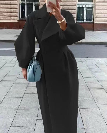 Women's Trench Coat – Wool Blend – Tailored A-Line – Double-Breasted – Belted Waist