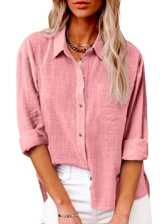 Women's Shirt – Relaxed Fit – Natural Fibers – Classic Collar – Breathable