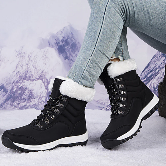 Women's boots – mid-height shaft – fleece-lined – water-repellent – lacing – grip sole