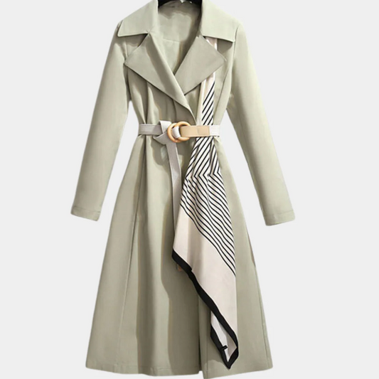 Women's Trench Coat – Tailored Fit – Belt at Waist – Wide Flared Hem – Cotton Blend