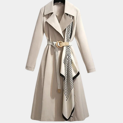 Women's Trench Coat – Tailored Fit – Belt at Waist – Wide Flared Hem – Cotton Blend