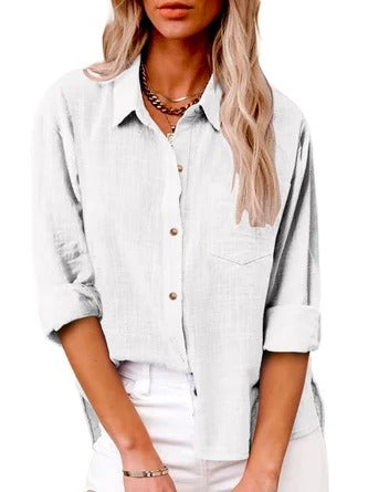 Women's Shirt – Relaxed Fit – Natural Fibers – Classic Collar – Breathable