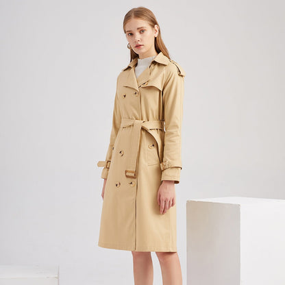 Women's Windbreaker – Long Model – Tailored Fit – Belt – Double-Breasted Front