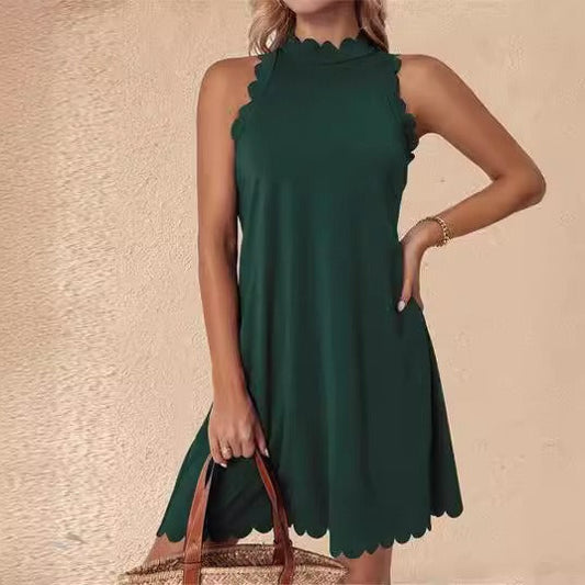 Dress for Women – A-line Fit – Ruffle Hem – Breathable Cotton – Mini Length