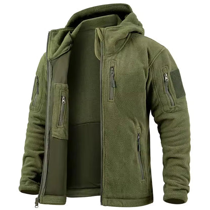 Men's Fleece Jacket – Relaxed Fit – Hood – Full Zipper – Zippered Pockets