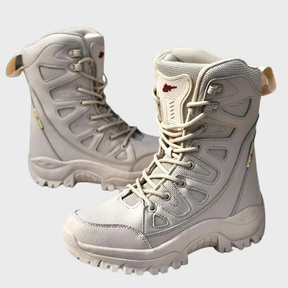 Women's Hiking Boots – High Shaft – Leather and Mesh – Reinforced Toe – Ankle Support