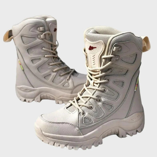 Women's Hiking Boots – High Shaft – Leather and Mesh – Reinforced Toe – Ankle Support