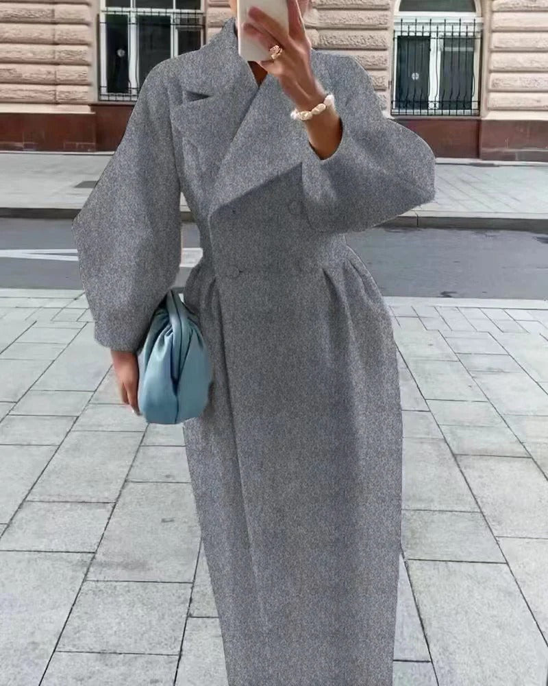 Women's Trench Coat – Wool Blend – Tailored A-Line – Double-Breasted – Belted Waist