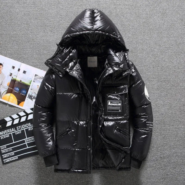 Luigi Quilted Down Jacket | Hooded Glossy Jacket