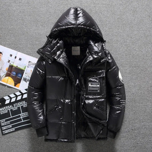 Luigi Quilted Down Jacket | Hooded Glossy Jacket