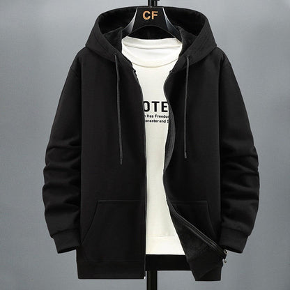 Men's Hoodie Cardigan – Fleece – Relaxed Fit – Zipper – Layered Use