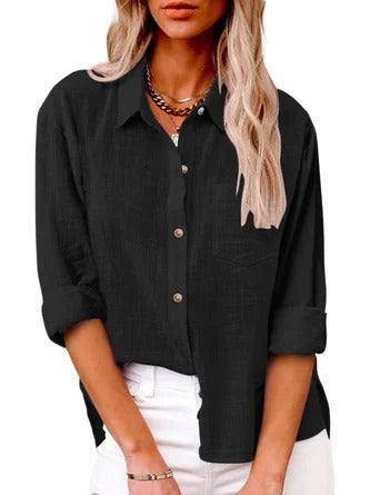 Women's Shirt – Relaxed Fit – Natural Fibers – Classic Collar – Breathable