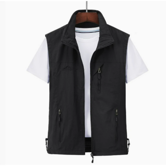 Men's Vest – Regular Fit – High Collar – Zipper – Multiple Pockets – Hiking-Friendly Design