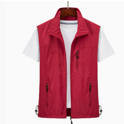 Men's Vest – Regular Fit – High Collar – Zipper – Multiple Pockets – Hiking-Friendly Design