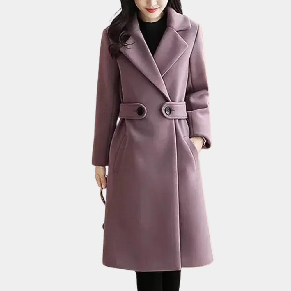 Women's Wool Coat – Tailored Fit – Knee Length – Single Breasted – Wide Lapels