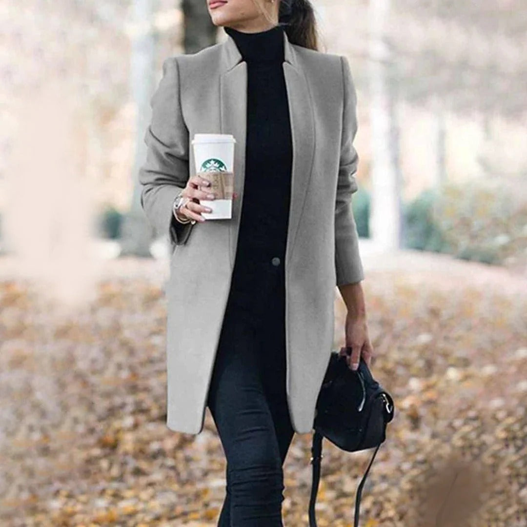 Women's Coat – Wool Blend – Tailored Fit – Knee Length – Minimalist Design