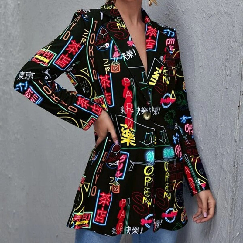 Women's Blazers – Tailored Fit – Single-Breasted – Abstract Pattern – Classic Lapel