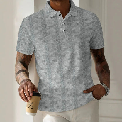 Men's Pique Shirt – Jacquard Structure – Regular Fit – Short Sleeve – Button Placket