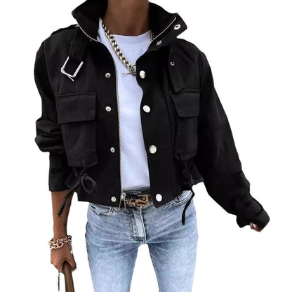 Women's Jacket – Cropped Cut – Relaxed Fit – Patterned – Adjustable Hem