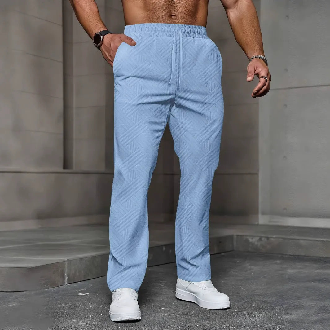 Sweatpants for Men – Relaxed Fit – Knitted Texture – Drawstring Waist – Full Length