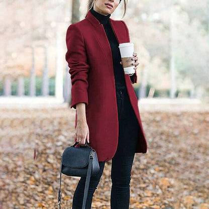 Women's Coat – Wool Blend – Tailored Fit – Knee Length – Minimalist Design