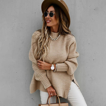 Women's Knit Sweater – Relaxed Fit – Breathable Fabric – Round Neck – Long Sleeves