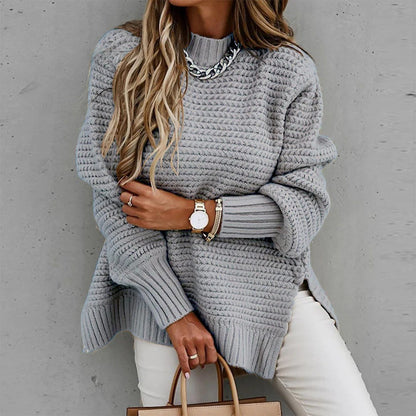 Women's Knit Sweater – Relaxed Fit – Breathable Fabric – Round Neck – Long Sleeves