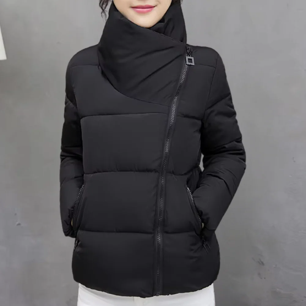Women’s Jacket - Woven - Cropped Length - Funnel Neck - Zipper Closure