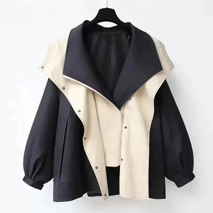Women's Coat – Oversized Fit – Wool Blend – Statement Collar – Adjustable Cuffs