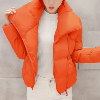 Women’s Jacket - Woven - Cropped Length - Funnel Neck - Zipper Closure