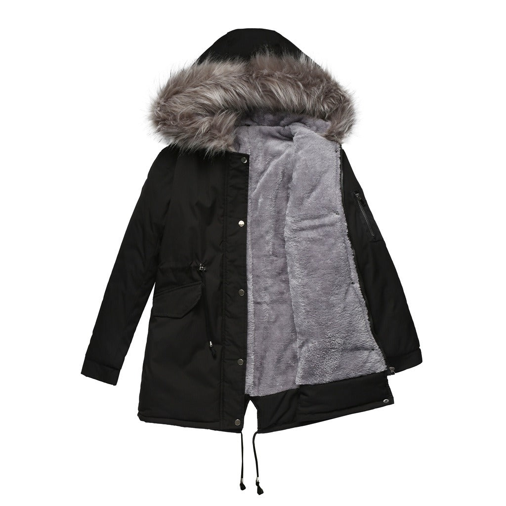 Women's Parka – Relaxed Fit – Fleece Lined – Faux Fur Hood – Mid-Length