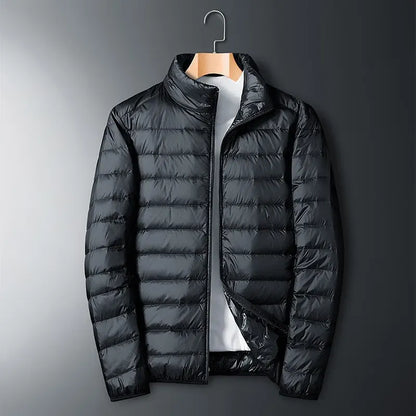 Men's Down Jacket – Regular Fit – Smooth Surface – Full Zipper – Stand Collar