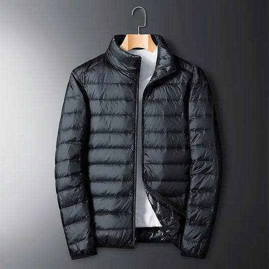 Men's Down Jacket – Regular Fit – Smooth Surface – Full Zipper – Stand Collar