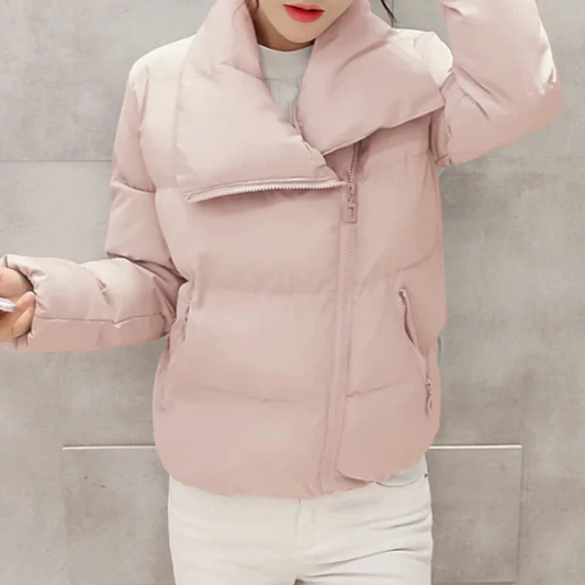 Women’s Jacket - Woven - Cropped Length - Funnel Neck - Zipper Closure