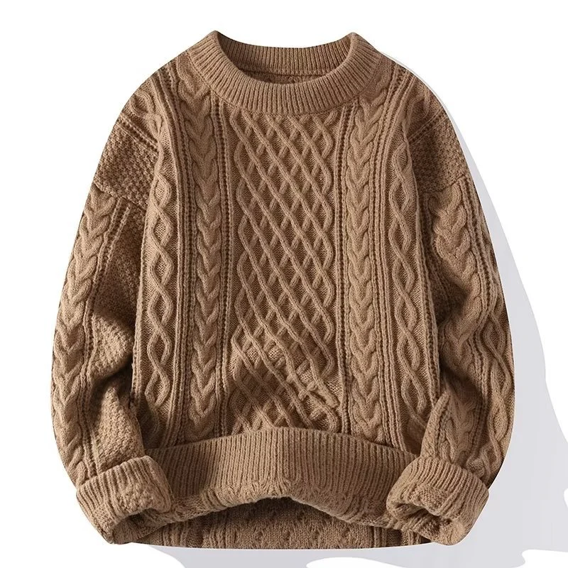 Women's Sweater – Wool Blend – Relaxed Fit – Cable Knit – Ribbed Neck