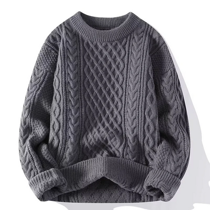 Women's Sweater – Wool Blend – Relaxed Fit – Cable Knit – Ribbed Neck