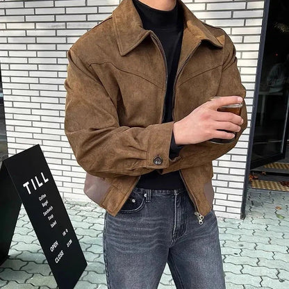 Men's Leather Jacket – Tailored Fit – Zipper Closure – Button Cuff – Smart Casual