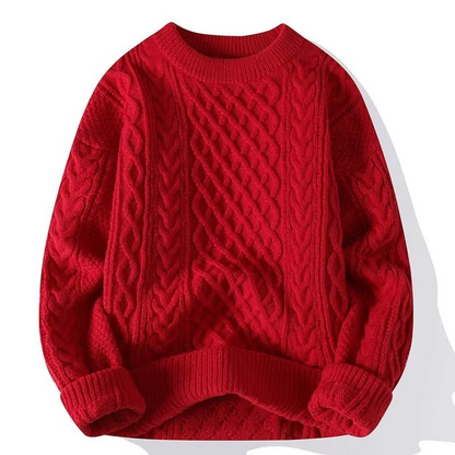 Women's Sweater – Wool Blend – Relaxed Fit – Cable Knit – Ribbed Neck