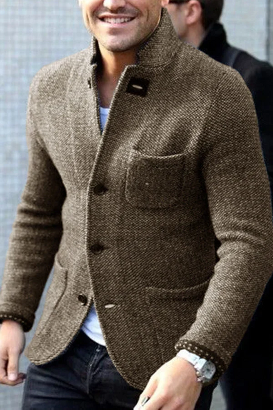 Men's Blazer – Tailored Fit – Wool Texture – Buttons – Formal Style