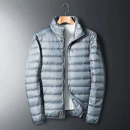 Men's Down Jacket – Regular Fit – Smooth Surface – Full Zipper – Stand Collar
