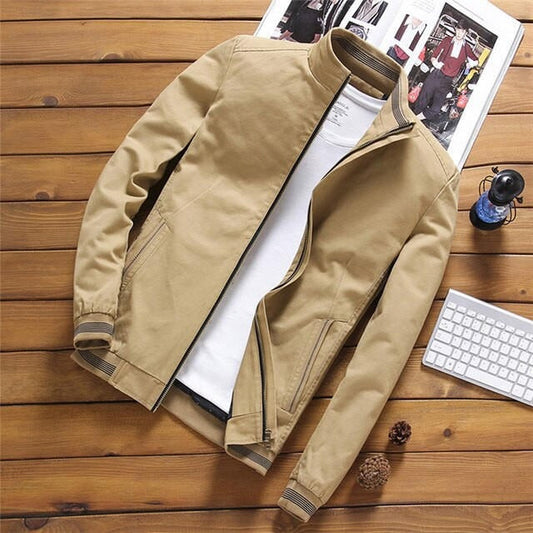 Men's Bomber Jacket – Bomber Style – Breathable Cotton Blend – Casual Fit – Zipper
