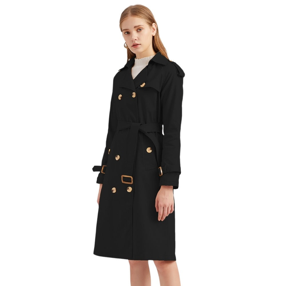 Women's Windbreaker – Long Model – Tailored Fit – Belt – Double-Breasted Front