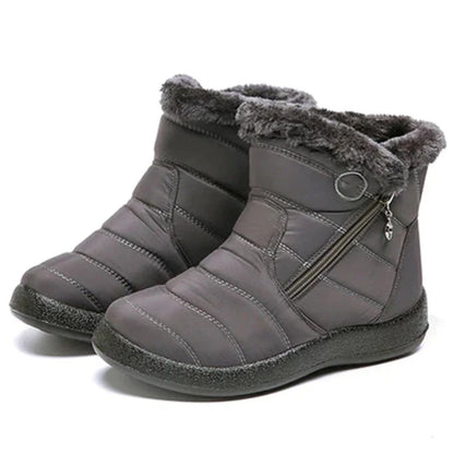 Women's Ankle Boots – Quilted Water-Repellent – Faux Fur Lining – Zipper Comfort Fit