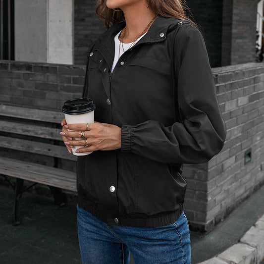 Women's Rain Jacket – Waterproof Windproof – Relaxed Fit – Hood and Pockets