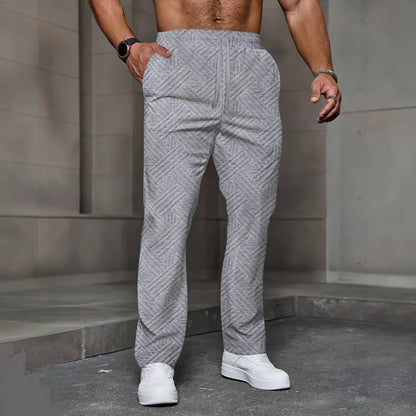 Sweatpants for Men – Relaxed Fit – Knitted Texture – Drawstring Waist – Full Length